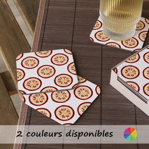 6 dessous de verre Fruits abstraits rétro