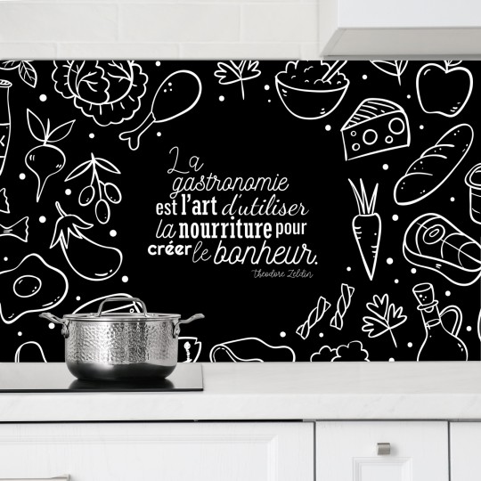 Crédence Cuisine Citation avec Nourriture