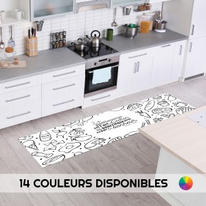 Tapis de cuisine déco motif avec Citation