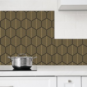 Crédences Cuisine déco Noir et Or sur mesure