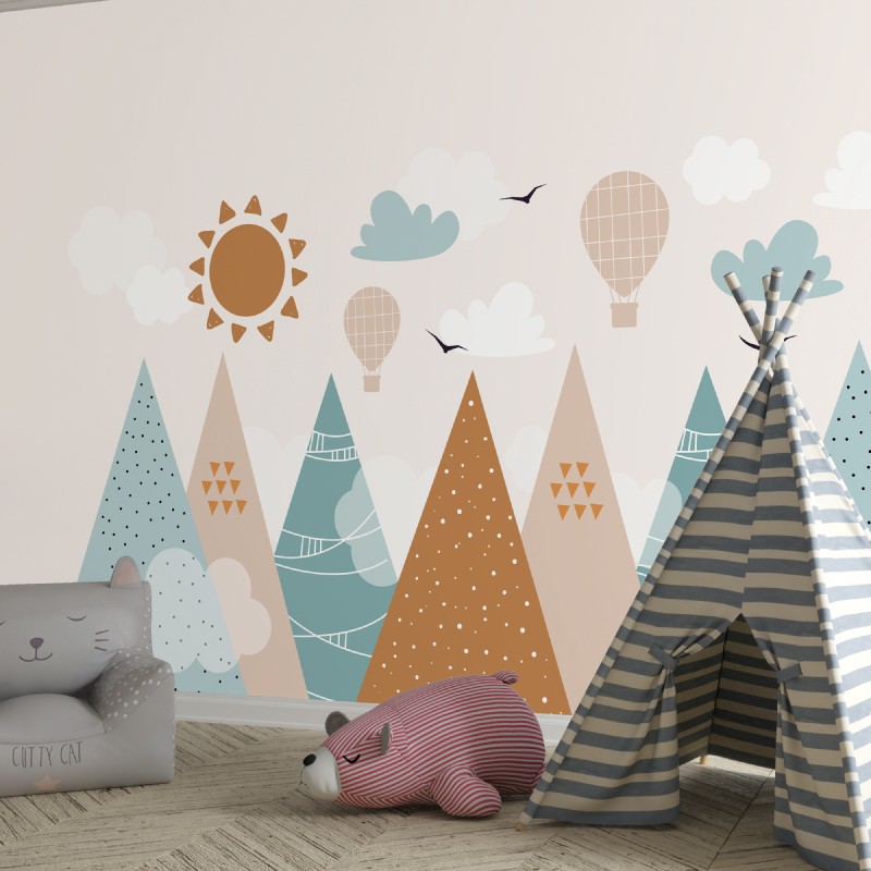 Papier peint panoramique Montagne pastel