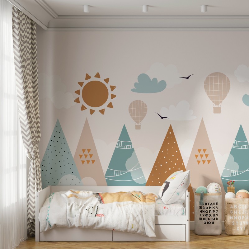 Papier peint panoramique Montagne pastel