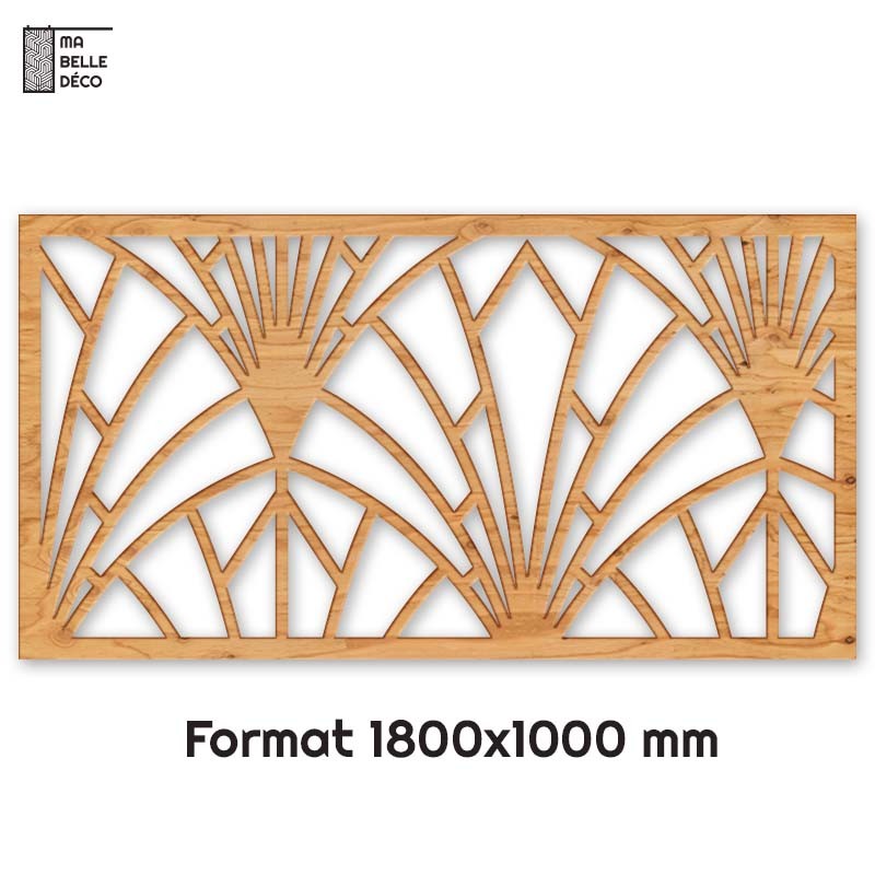 Tête de Lit Claustras bois Art Déco Palmier 180cm