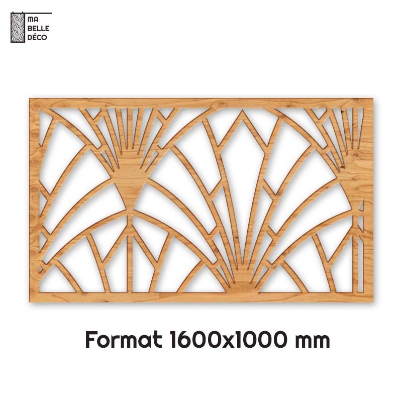 Tête de Lit Claustras bois Art Déco Palmier 160cm