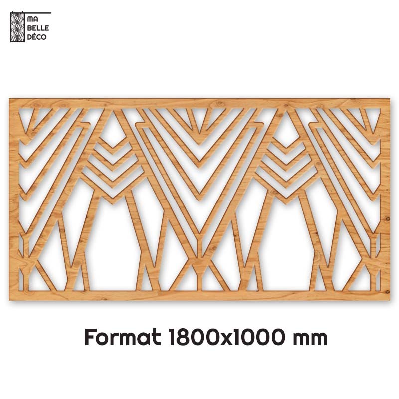 Tête de Lit Claustras bois Art Déco Rayon 180cm