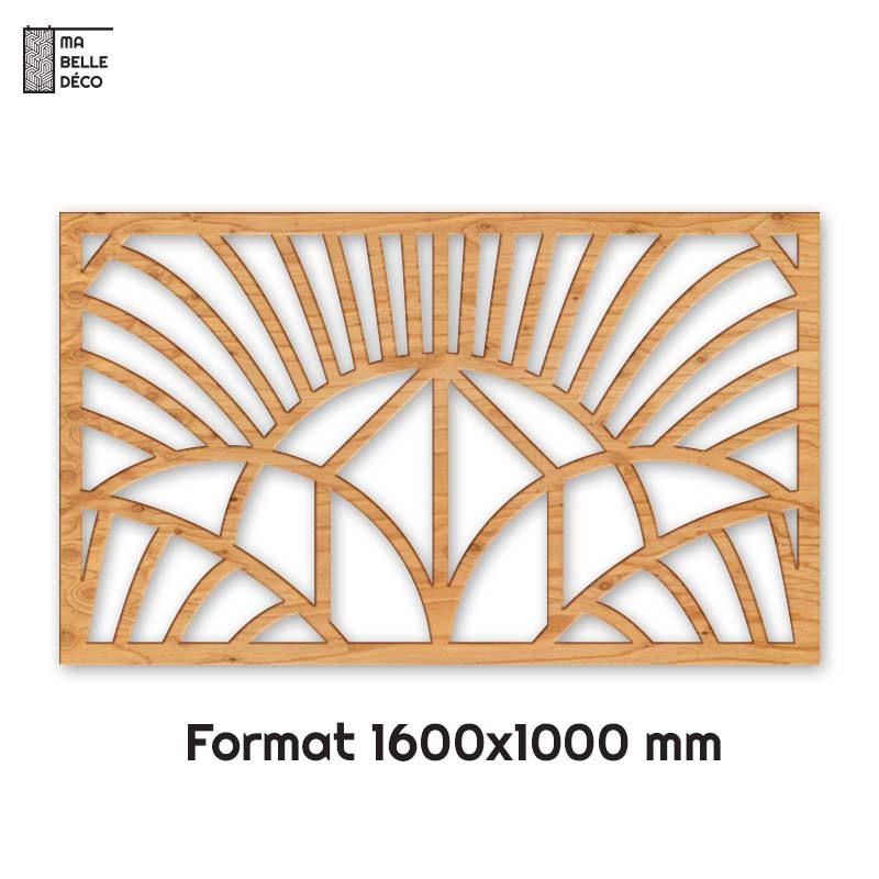 Tête de Lit Claustras bois Art Déco Éventail 160cm