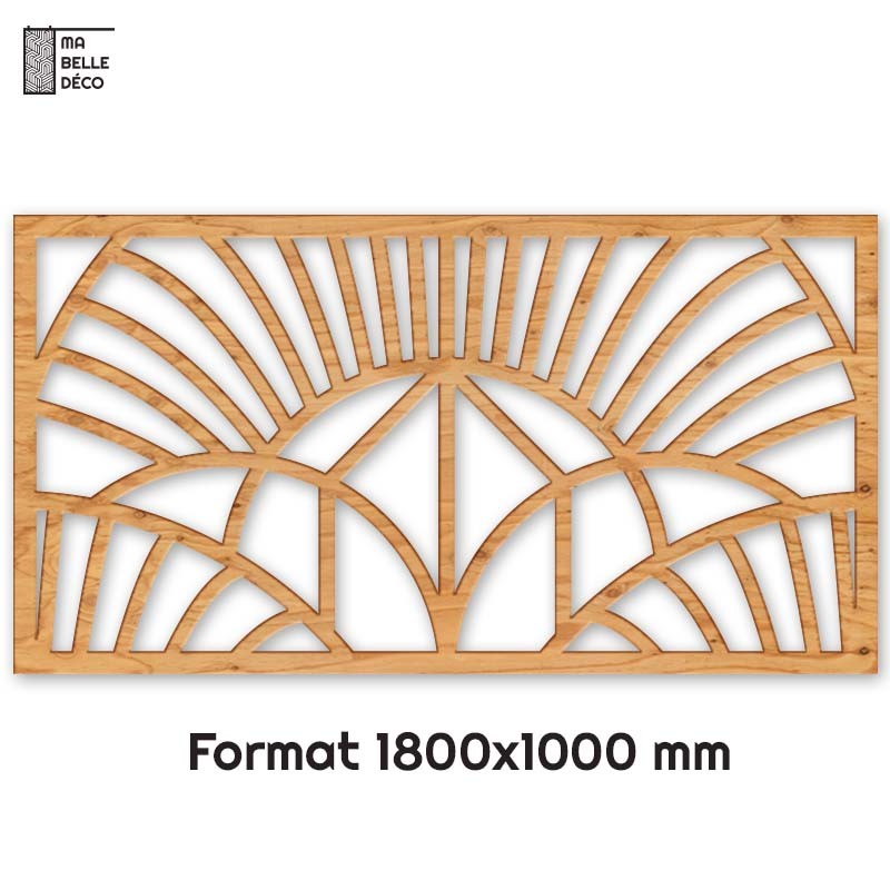 Tête de Lit Claustras bois Art Déco Éventail 180cm