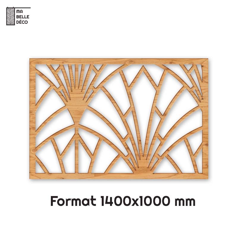 Tête de Lit Claustras bois Art Déco Palmier 140cm