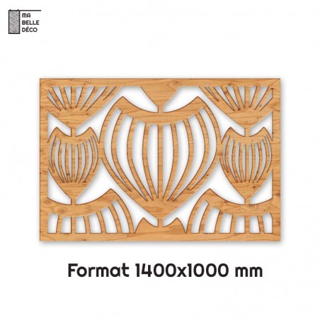 Tête de Lit Claustras bois Art Déco Panier 140cm