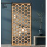 Porte Coulissante déco en Claustra motif nid d'abeille en bois Porte Coulissante déco en Claustra motif nid d'abeille en bois