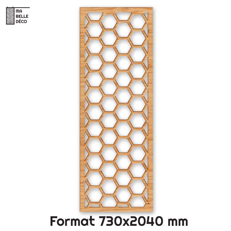Porte Coulissante déco en Claustra motif nid d'abeille en bois 73cm