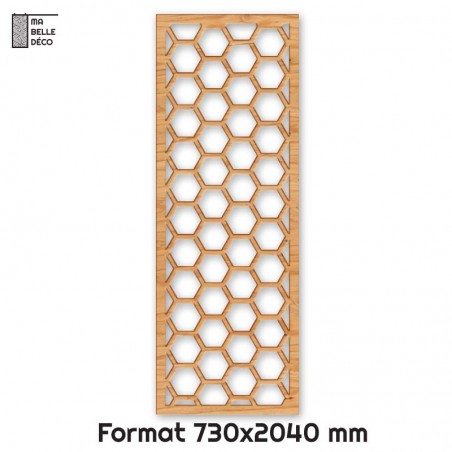 Porte Coulissante déco en Claustra motif nid d'abeille en bois 73cm