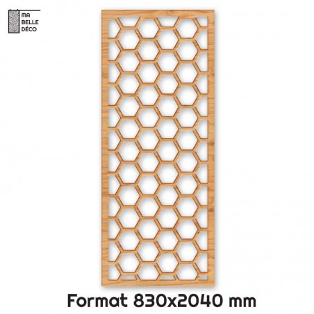 Porte Coulissante déco en Claustra motif nid d'abeille en bois 83cm