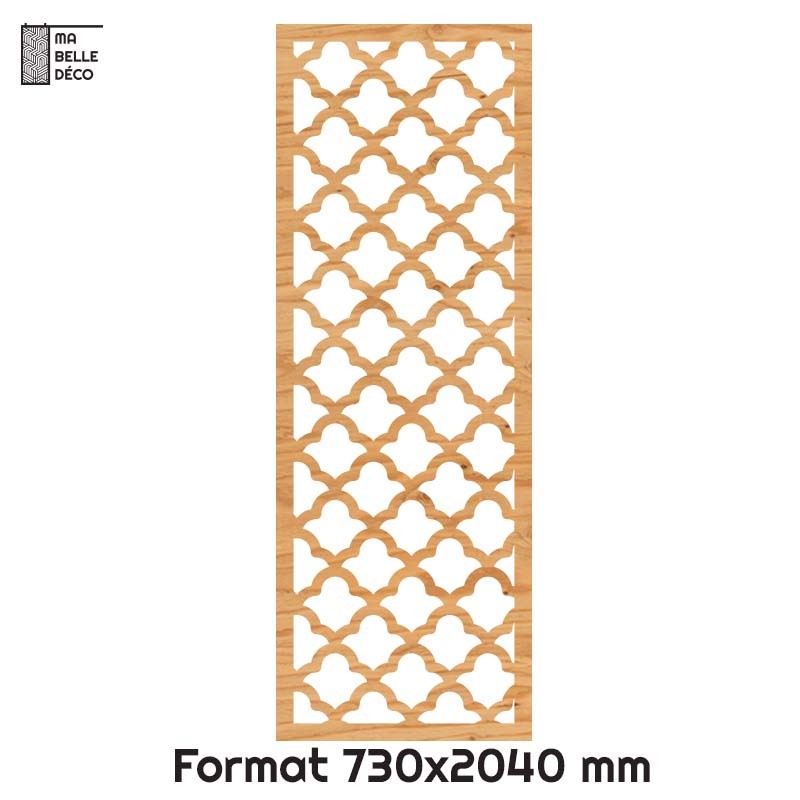 Porte Coulissante déco en Claustra motif Art Déco en bois 73cm