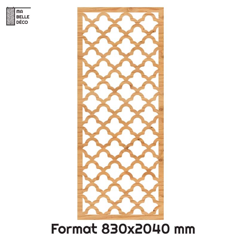 Porte Coulissante déco en Claustra motif Art Déco en bois 83cm