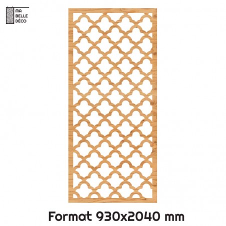 Porte Coulissante déco en Claustra motif Art Déco en bois 93cm