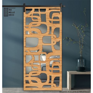 Porte Coulissante de décoration en Claustra en bois Sixties