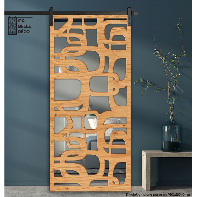 Porte Coulissante de décoration en Claustra en bois Sixties