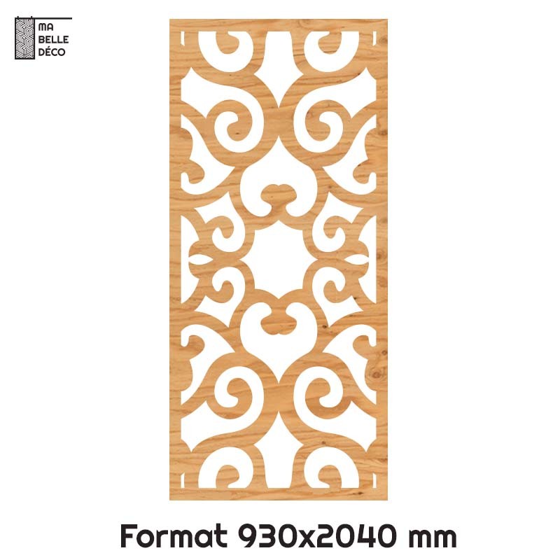 Porte Coulissante déco en Claustra motif Arabesque en bois 93cm