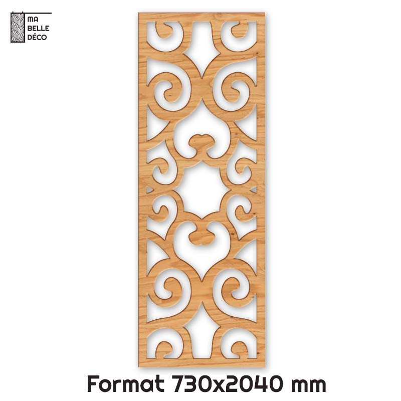 Porte Coulissante déco en Claustra motif Arabesque en bois 73cm