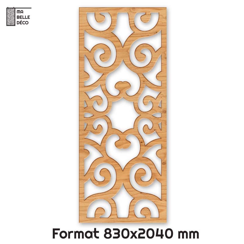 Porte Coulissante déco en Claustra motif Arabesque en bois 83cm