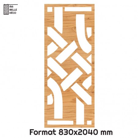 Porte Coulissante en Claustra bois motif Asie 83cm Porte Coulissante en Claustra bois motif Asie 83cm