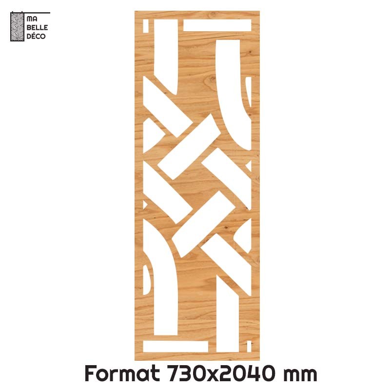 Porte Coulissante en Claustra bois motif Asie 73cm