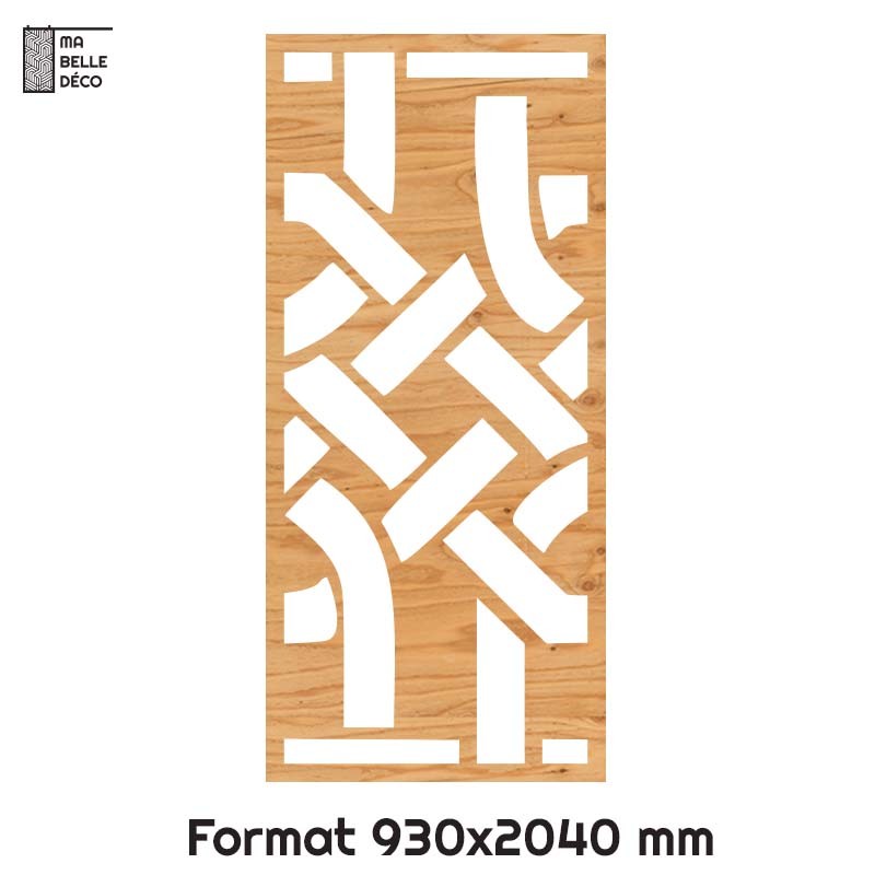 Porte Coulissante en Claustra bois motif Asie 93cm