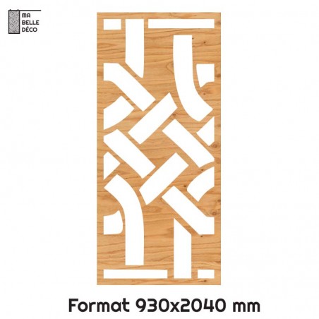 Porte Coulissante en Claustra bois motif Asie 93cm Porte Coulissante en Claustra bois motif Asie 93cm