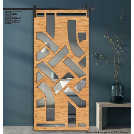 Porte Coulissante en Claustra bois motif Asie Porte Coulissante en Claustra bois motif Asie