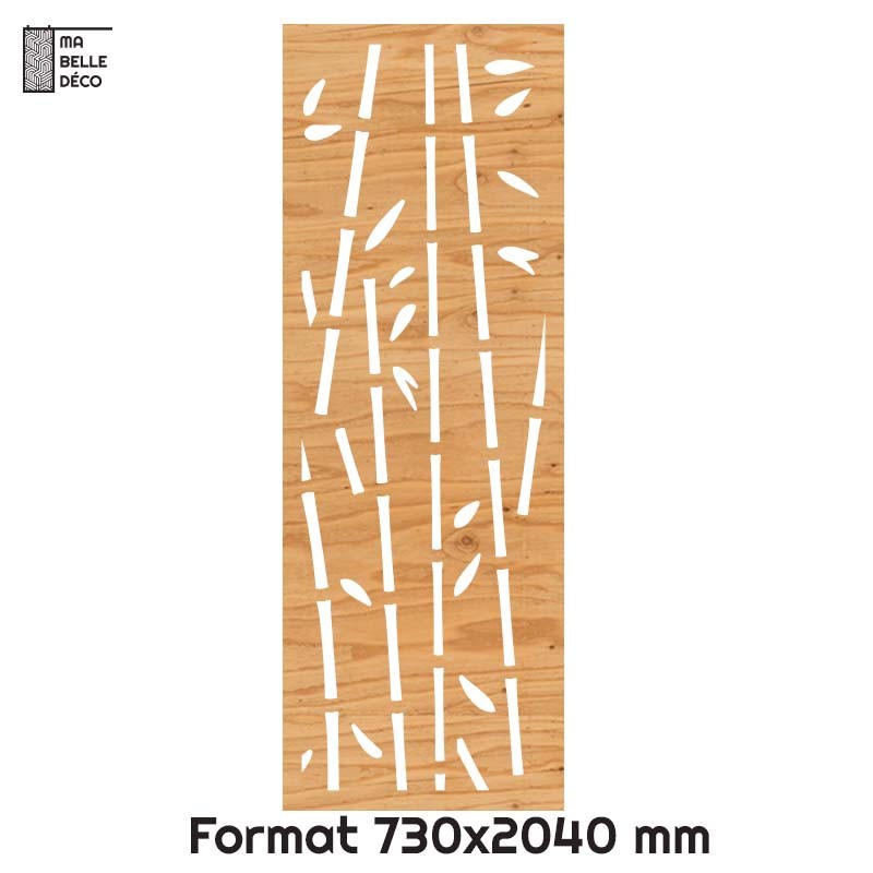 Porte Coulissante déco en Claustra motif Bambou en bois 73cm