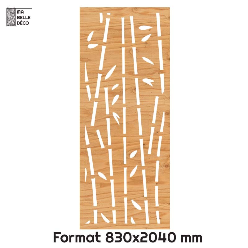 Porte Coulissante déco en Claustra motif Bambou en bois 83cm