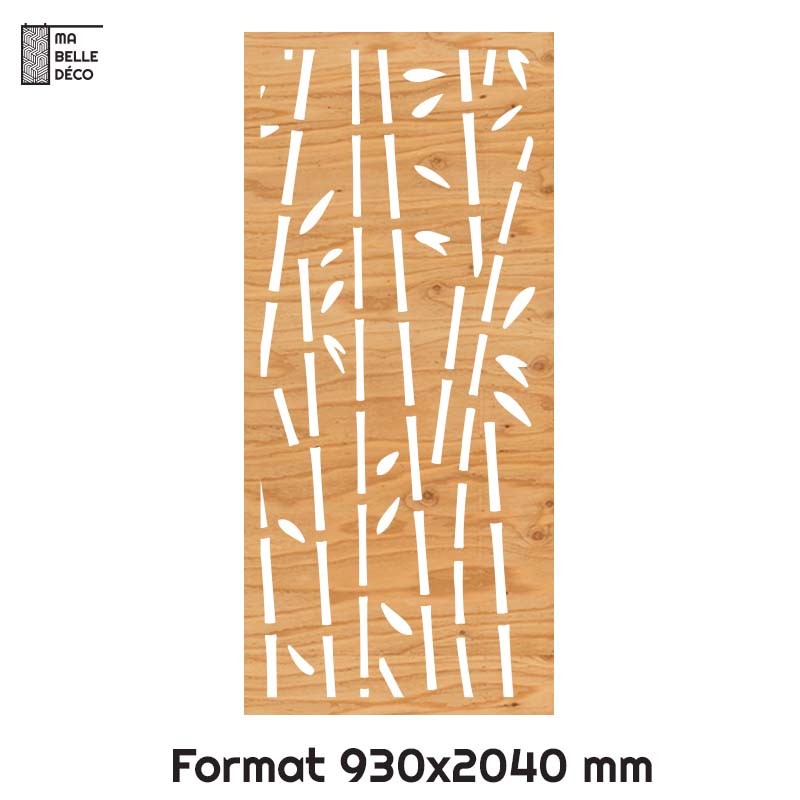 Porte Coulissante déco en Claustra motif Bambou en bois 93cm