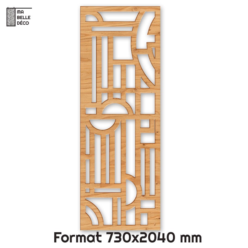 Porte Coulissante en Claustra bois motif Bauhaus 73cm