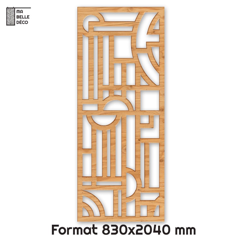 Porte Coulissante en Claustra bois motif Bauhaus83cm
