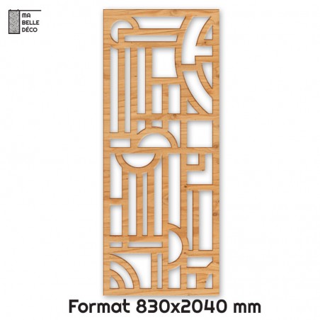 Porte Coulissante en Claustra bois motif Bauhaus83cm Porte Coulissante en Claustra bois motif Bauhaus83cm
