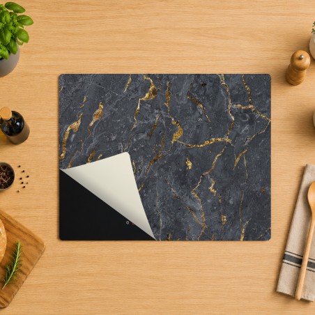 Tapis protège plaque de cuisson marbre noir