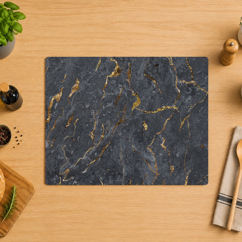 Tapis protège plaque de cuisson marbre noir