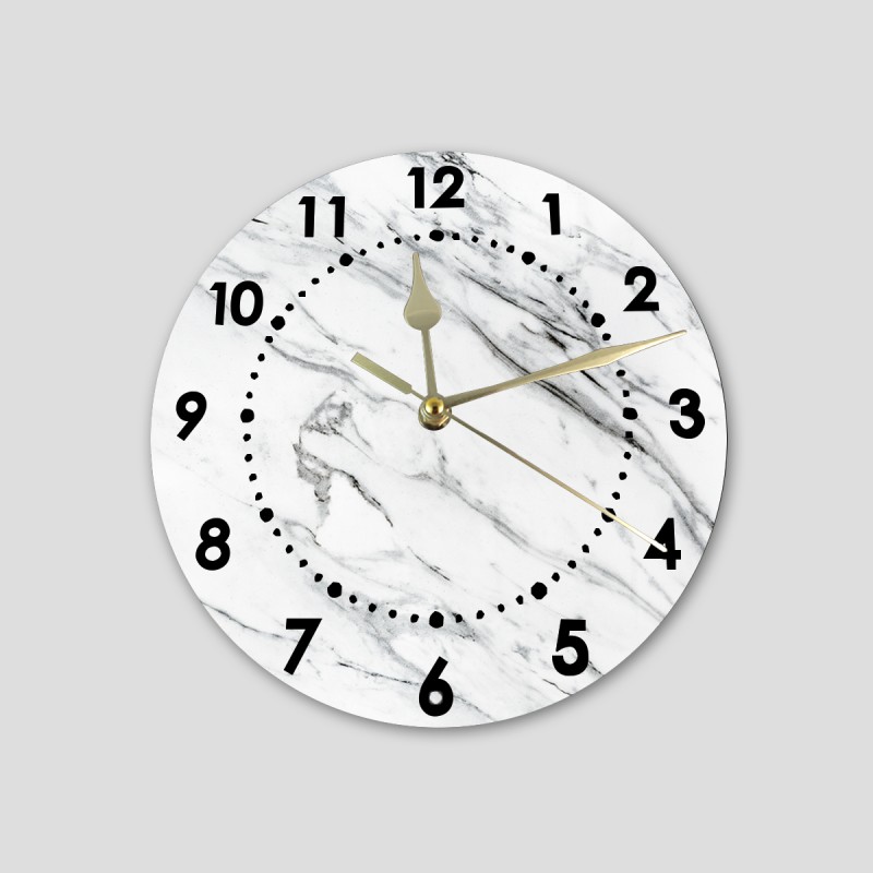 Horloge murale imprimée marbre blanc