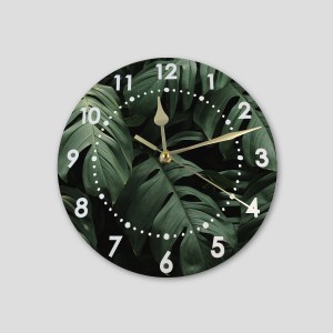 Horloge murale imprimée feuilles