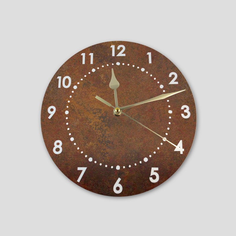 Horloge murale imprimée acier rouillé