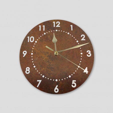 Horloge murale imprimée acier rouillé