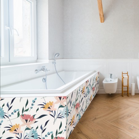 Crédence déco salle de bain tablier de baignoire motif Fleurs colorées