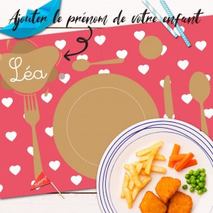 Set de Table imprimé motifs Montessori Coeur décoration maison salle à manger et cuisine