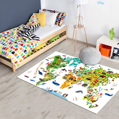 Tapis Enfant déco pvc impression Carte du monde