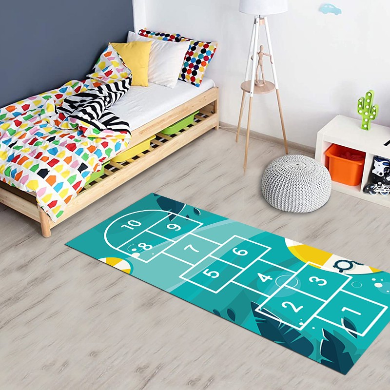 Tapis Enfant déco pvc impression Marelle Plage