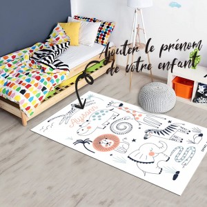 Tapis Enfant déco pvc impression Animaux Prénom