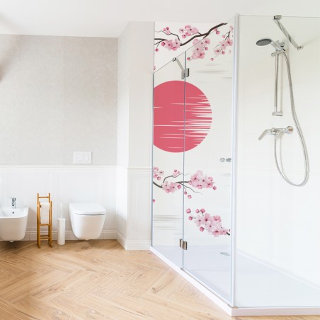 Crédence déco salle de bain panneau de douche motif Japon Blanc