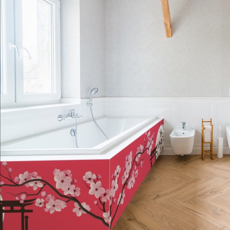 Crédence déco salle de bain tablier de baignoire motif Japon Rose
