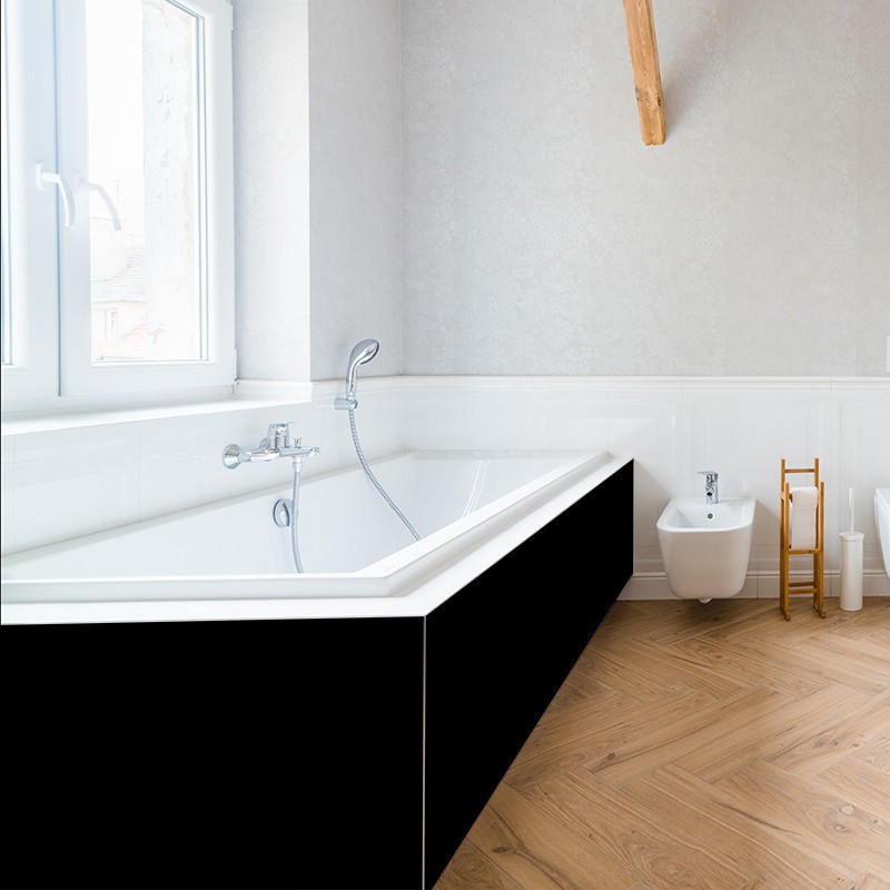 Crédence déco salle de bain tablier de baignoire motif noir